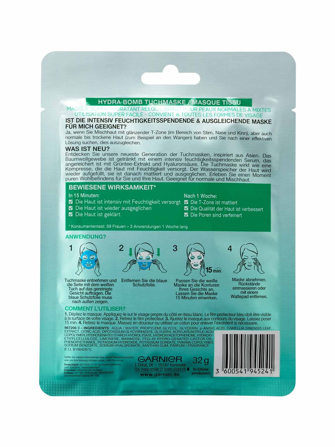 Tuchmaske-Ausgleichende-Maske-Hydra-Bomb-32g-Rueckseite-Garnier-Deutschland-gr